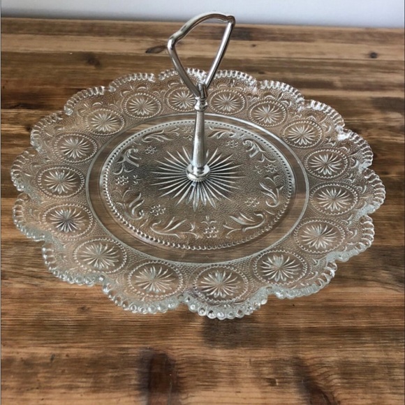 Other - Elegant Glass Serving Tray with Handle